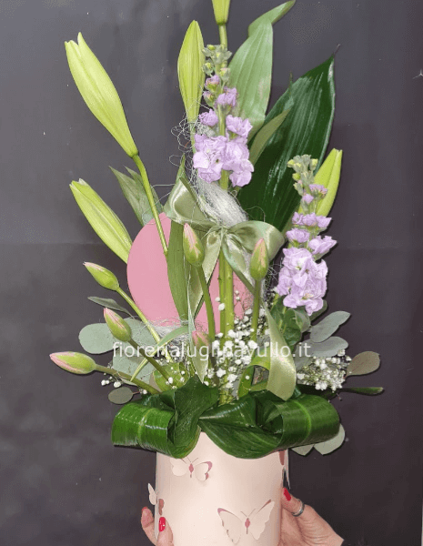 flowers box rosa  con farfalle in 3d 