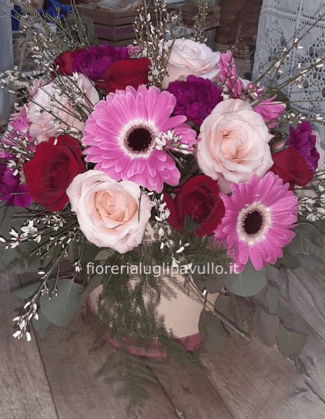 flowers box grande con farfalle 3d di fiori misti e rose rosa grandi