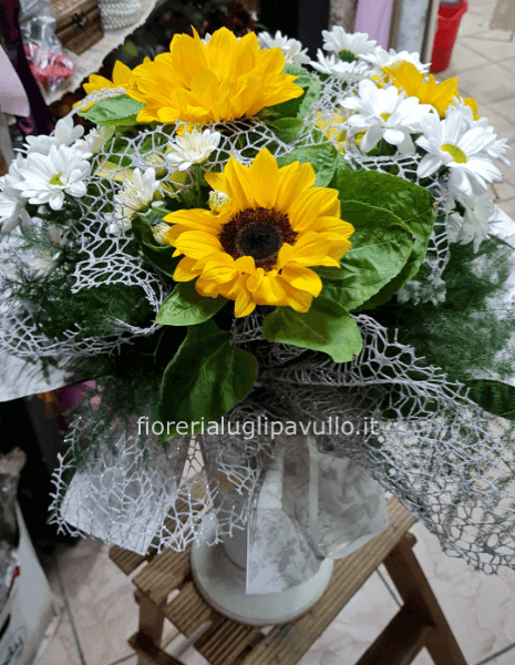 bouquet girasoli e margheritine