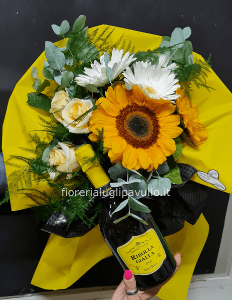 bouquet girasoli e altro senza bottiglia